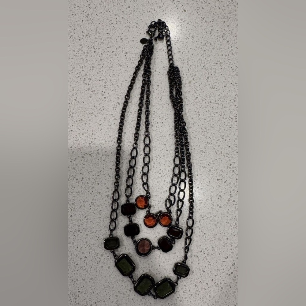 Chicos Multicolor necklace with glass pendants layered necklace